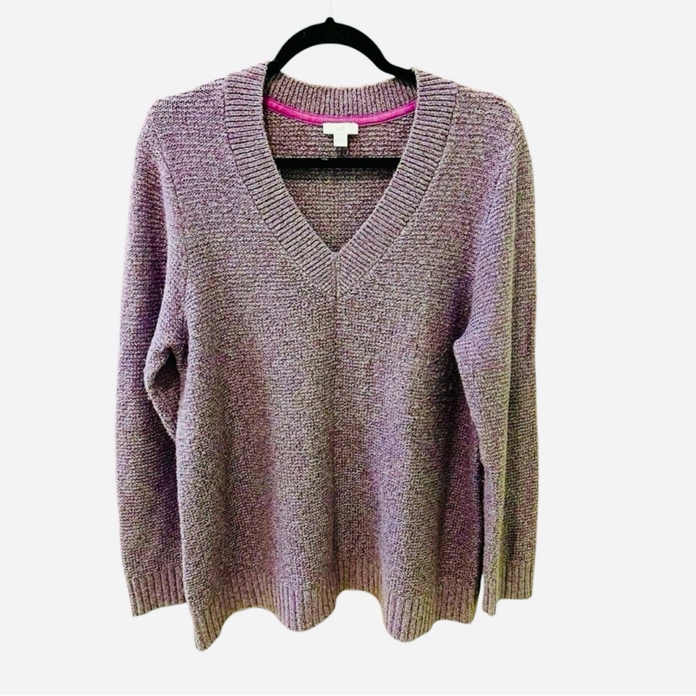 J. Jill Lilac Cotton Alpaca Blend spring coastal slouchy v-neck sweater